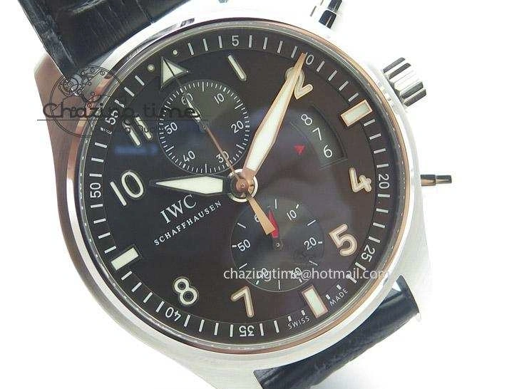 MIROTIME 0513 Youthful Pilot Spitfire 3878 Chrono BP Gray Dial SS On Black Leather Strap A 7368